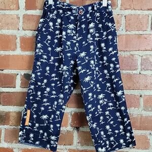 Ruff Jeans navy blue tropical print cropped pants 12/14